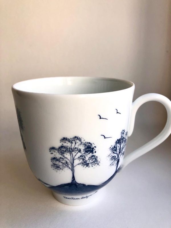 Llandeilo Wales, hand painted mug. Rear view