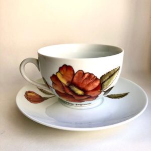 Poppies, cup and saucer, front view