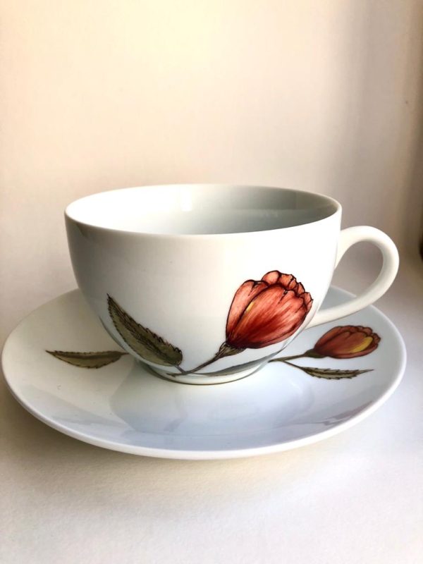 Poppies, cup and saucer, rear view