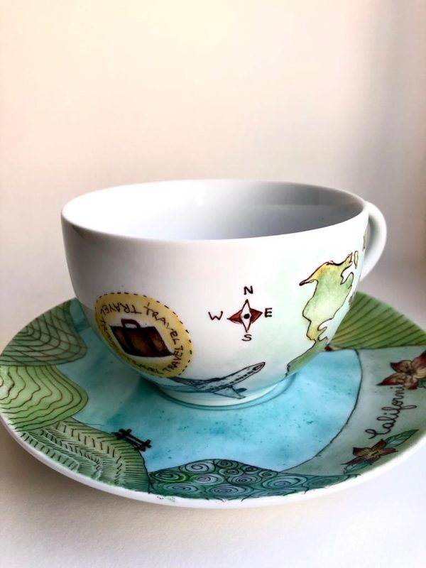 Californian dreams, cup and saucer, side view
