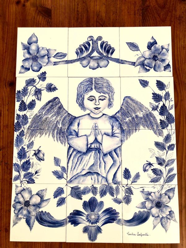Angel praying tiles- hand painted portuguese style